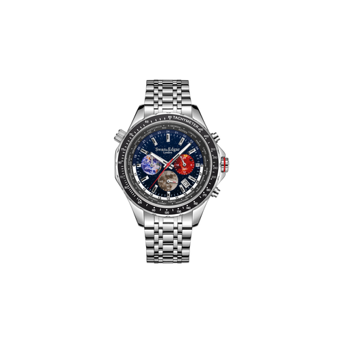 World Timer Mechanical Quartz Hybrid- Steel Matt Blue