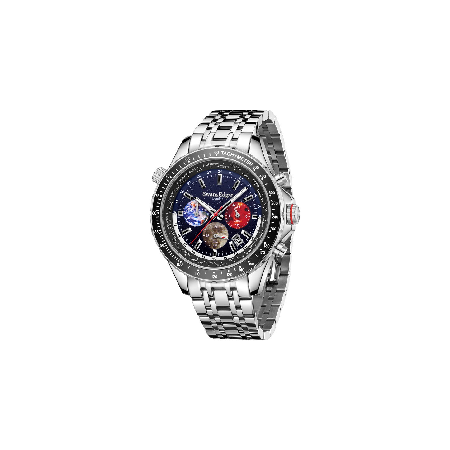 World Timer Mechanical Quartz Hybrid- Steel Matt Blue