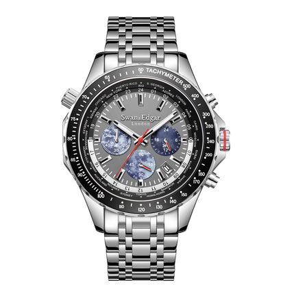 World Timer Mechanical Quartz Hybrid- Steel Matt Grey