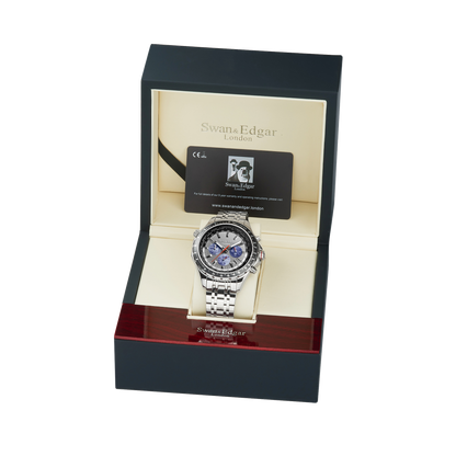 World Timer Mechanical Quartz Hybrid- Steel Matt Grey