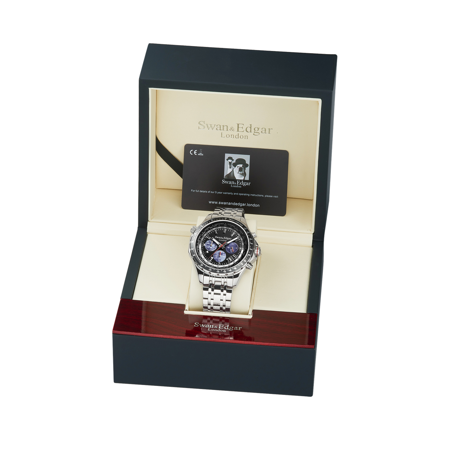 World Timer Mechanical Quartz Hybrid- Steel Matt Black