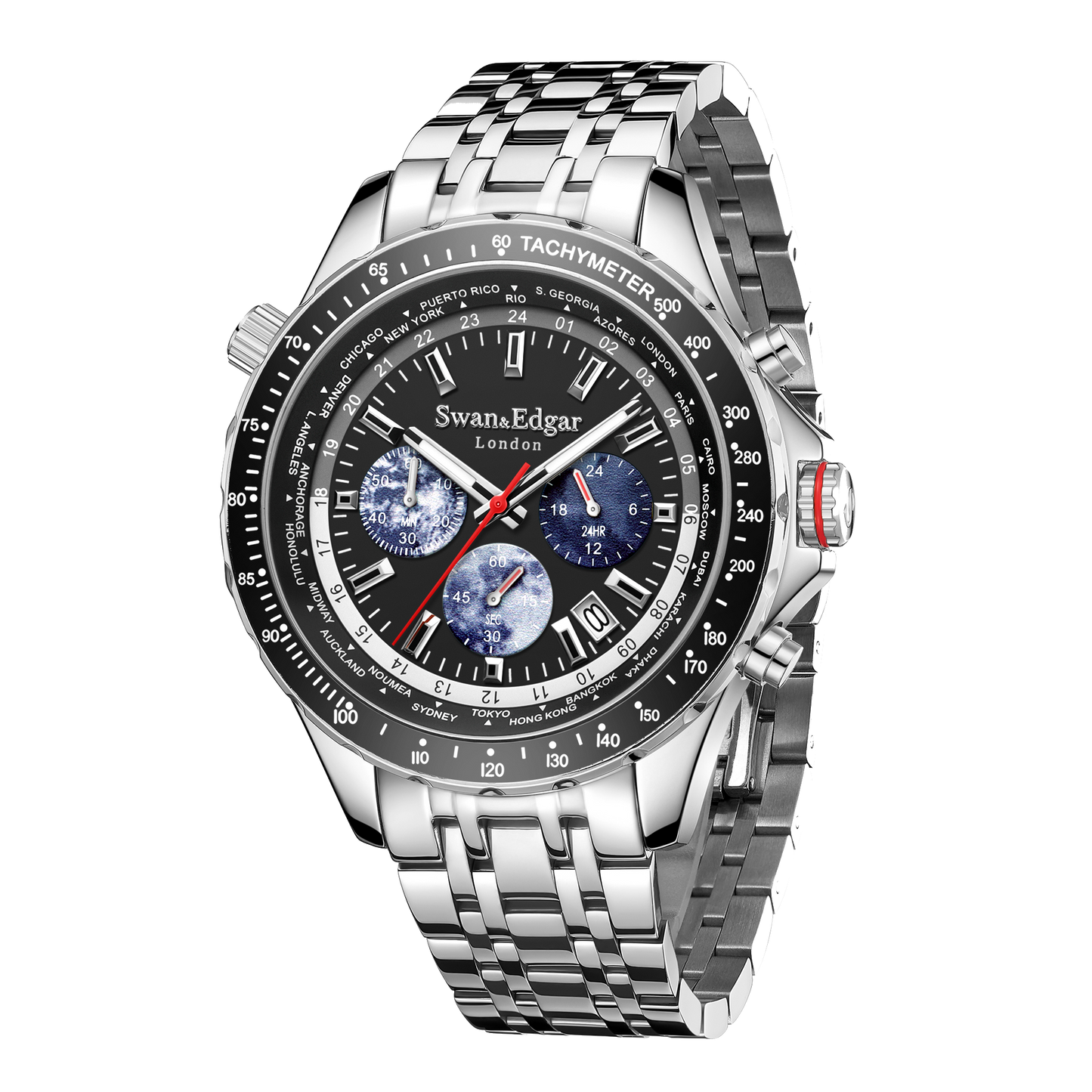 World Timer Mechanical Quartz Hybrid- Steel Matt Black
