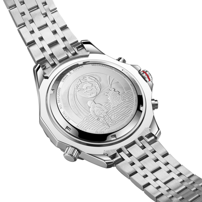 World Timer Mechanical Quartz Hybrid- Steel Matt Orange